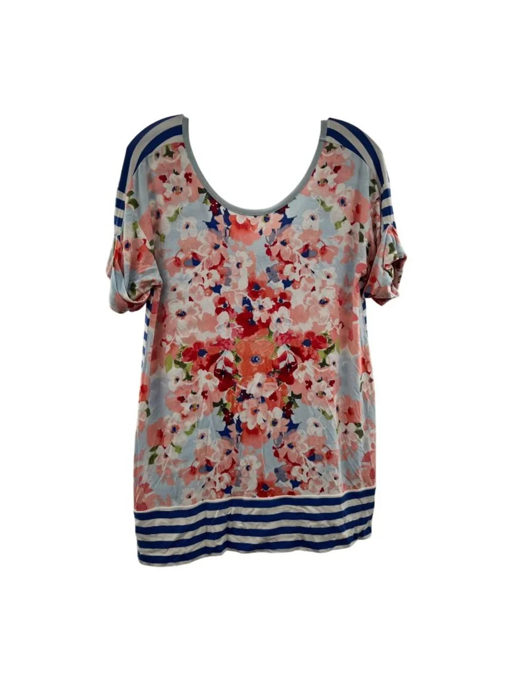 Matilda Jane Women's Striped Floral Short Sleeve Top Size Medium